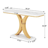 LITTLE TREE Narrow Entryway Console Table, Small, White+Gold LITTLE TREE