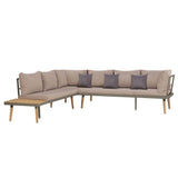 vidaXL 4-Piece Patio Lounge Set with Cushions - Brown/Gray Solid Acacia Wood Sectional Sofa Set - Durable Outdoor Conversation Furniture Set with Coffee Table vidaXL