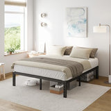 COMASACH Queen Bed Frame Heavy Duty,14" High Black Metal Platform Bed Frame,Sturdy Steel Frame,Support up to 3500lbs,No Box Spring Needed,Noise-Free,Easy Assembly COMASACH
