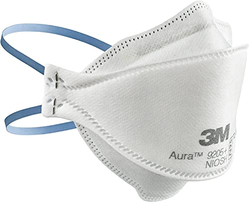 3M Aura Particulate Respirator 9205+ N95, Lightweight, 3 Panel Designed Helps Provide Comfortable and Convenient Respiratory Protection, 3-Pack 3M