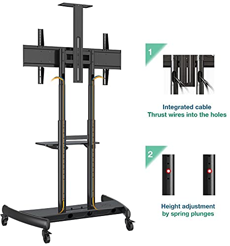 NB North Bayou Mobile TV Cart TV Stand with Wheels for 55" - 85" Inch LCD LED OLED Plasma Flat Panel Screens up to 200lbs AVA1800-70-1P (Black)