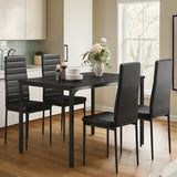 Gizoon Dining Table Set for 4, Kitchen Table Chairs Set of 4, 5 Piece Kitchen Table Set with 4 Upholstered PU Leather Chairs for Dining Room, Living Room, Apartment, Small Space, Black Gizoon