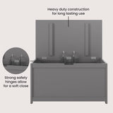 Child Craft Harmony 33” Wood Toy Box, Large Storage Chest, Plenty of Storage, 2 Safety Hinges, Standard Ventilation Hole on Back, 6 Cubic Feet of Storage (Cool Gray) Child Craft