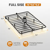 Kaelidra Full Size Floating Bed Frame with LED Lights, Heavy Duty Metal Platform Floating Bed Frame with Charging Station, No Box Spring Needed, Easy Assembly, Noise Free Kaelidra
