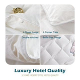 Cobnom® Luxury Organic Down Feather Comforter Oversized King, High Fill-Power Down Feather Fibers Duvet Insert with 100% Cotton Cover, Medium Warm for All-Season, Ivory White, 120x98 Inch Cobnom