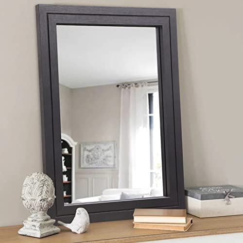 AAZZKANG Mirrors for Wall Black 20"x16" with Wooden Frame Rustic Wall Mirror Decorative Rectangle Mirror for Bedroom Bathroom Living Room - WoodArtSupply