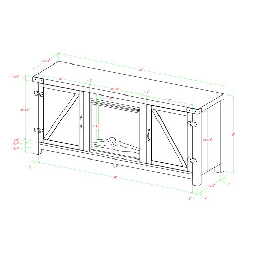 Walker Edison Georgetown Modern Farmhouse Double Barn Door Fireplace TV Stand for TVs up to 65 Inches, 58 Inch, Rustic Oak