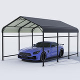 Greesum 10x15FT Metal Carport with Heavy Duty Frame and Galvanized Steel Roof, Round Carports with Side Support Rods, Canopy Shelter for Car, Pickup Trucks, Boats and Tractors, Party, Gray Greesum