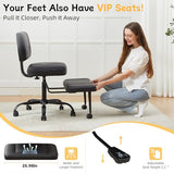 Criss Cross Legged Office Chair with Wheels,Swivel Meditation Chair for ADHD,Ergonomic Cross Legged Desk Chair with Thicken Adjustable Footstool,PU Sitting Fidgeting Kneeling Chair for Home Yoga Black BIGGARSIT
