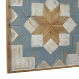 Deco 79 Wood Geometric Handmade Home Wall Decor Southwestern Star Wall Sculpture with Whitewashed Brown Accents, Wall Art 31" x 1" x 31", Blue Deco 79