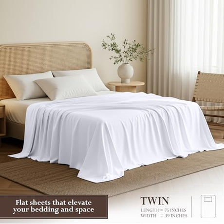 Utopia Bedding Flat Sheet - 1 Pack (Twin, White) - Soft Brushed Microfiber Fabric - Shrinkage & Fade Resistant Top Sheet - Easy Care Bed Sheet Utopia Bedding