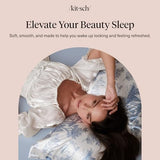 Bridgerton x Kitsch Satin Pillowcase with Zipper for Hair & Skin - Softer Than Silk Pillow Cases, Cooling Satin Pillow Case, Wrinkle-Free - King Size Satin Pillow Case (19x36) - Garden Toile Kitsch