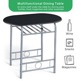 Yaheetech 3-Piece Dining Room Table Set, Kitchen Table & Chair Sets for 2, Compact Table Set w/Steel Legs, Built-in Wine Rack for Breakfast Nook, Small Space, Apartment, Black, 31.5x21x29" (LxWxH) Yaheetech
