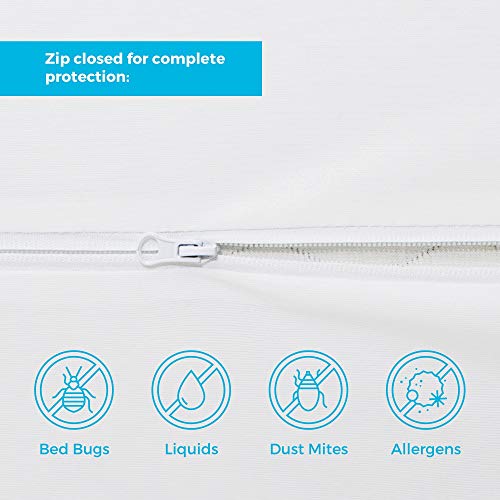 Linenspa Box Spring Encasement – Queen Size Box Spring Cover – Zippered and Waterproof Protector, Complete Protection – White Linenspa