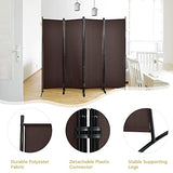 Giantex 4 Panel Room Divider - Folding Privacy Screen for Room Partition, 5.6 Ft Foldable Separator Wall, Brown Giantex