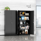 SUNCROWN 72" Metal Storage Cabinet - Heavy-Duty Metal Garage Cabinet with 4 Adjustable Shelves & 2 Doors for Tools, Office, Home, Workshop,Black-Small SUNCROWN