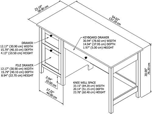 Bush Furniture Mayfield Computer Desk with Drawers| Table and Storage for Home Office Workspace, 54W, Shiplap Gray/Pure White - WoodArtSupply