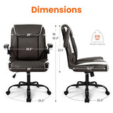 NEO CHAIR Office Desk Computer Chair Ergonomic Executive Mid-Back Leather Gaming Chair with Adjustable Flip-Up Armrests Wheels Swivel for Home Study Task (Brown) NEO CHAIR