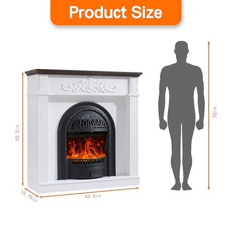 45" Electric Fireplace with Mantel, Electric Fireplace Heater, Fireplaces TV Stand w/Freestanding for TVs Up to 55", 30" Fireplaces Insert Entertainment Center with Realistic 3D Flame for Living Room LIDYUK