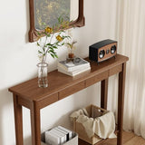 AQIMUELE Wood Console Table with Drawers, Mid Century Modern Console Table Walnut for Entryway, Living Room, Hall Way. AQIMUELE
