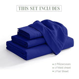 Elegant Comfort Luxurious 1500 Premium Hotel Quality Microfiber Three Line Embroidered Softest 4-Piece Bed Sheet Set, Wrinkle and Fade Resistant, Twin/Twin XL, Royal Blue Elegant Comfort