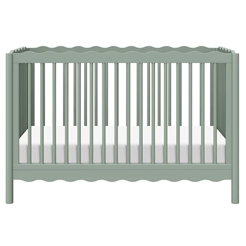 babyletto Swell 4-in-1 Convertible Crib with Toddler Bed Conversion Kit in Light Sage, Greenguard Gold Certified babyletto
