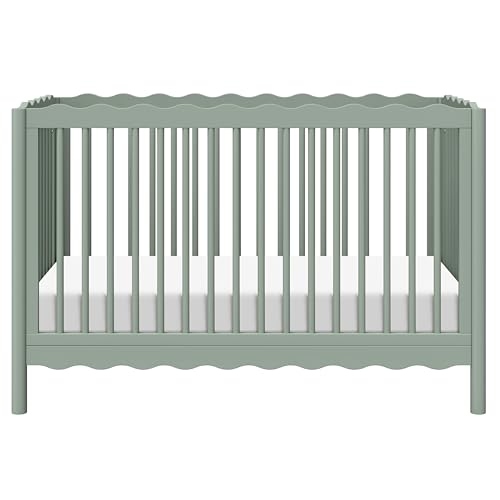 babyletto Swell 4-in-1 Convertible Crib with Toddler Bed Conversion Kit in Light Sage, Greenguard Gold Certified