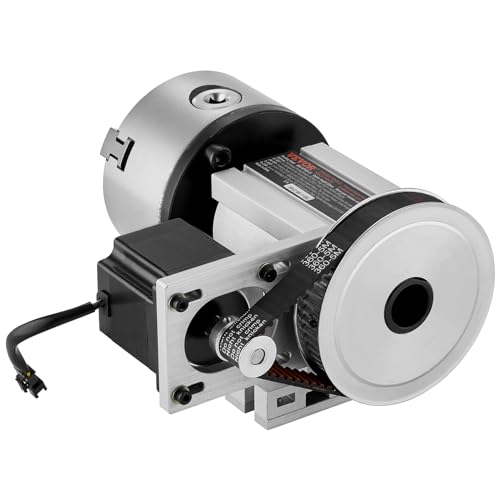 VEVOR Dividing Head, K11-100mm 3-Jaw Chuck, CNC Router Milling Machine Rotational Axis 4th Axis A Axis Indexing Head, 2.6"/65 mm Center Height MT2 Tailstock 6:1 Gear Ratio, Universal for Engraving VEVOR