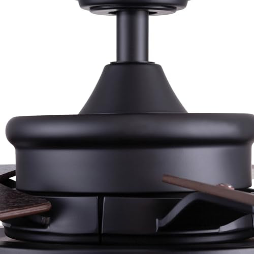 Honeywell Ceiling Fans Carnegie Industrial 52 Inch Ceiling Fan with Light, Remote Control Fan, LED Indoor Fan with 5 Blades, Gray Pine and Brown Chestnut Blade Finish Options, Matte Black (50614-01) Honeywell