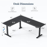 Mericonia 75 x 61 Inch Large L-Shaped Standing Desk with Cable Management, Electric Adjustable Computer Desk, Corner Stand Up Desk for Home Office Work, Black Mericonia