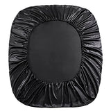 HommxJF Silk Satin Black Full Fitted Sheet, Deep Pocket Fitted Sheet Only, Breathable, Non- Fading, Fully Elasticized Bed Sheets Sold Separately HommxJF