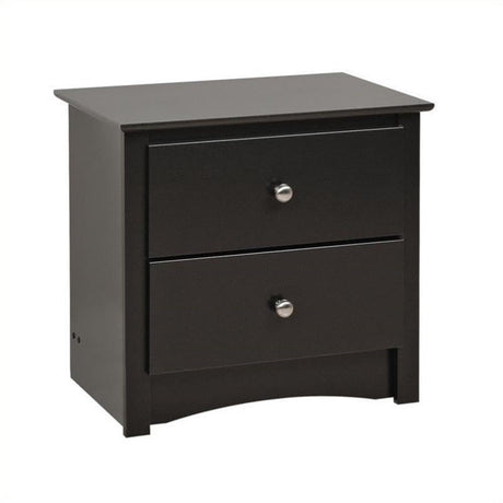 Prepac Sonoma Traditional Nightstand Side Table with 2 Drawers, Functional 2-Drawer Bedside Table 16" D x 23.25" W x 21.75" H, Black, BDC-2422 Prepac
