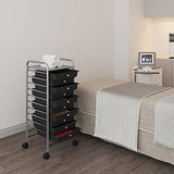 Yaheetech Rolling Cart Organizer Plastic Trolley with 10 Storage Drawers Utility Cart on Wheels Art Craft Organizer Ample Storage Space, Black Yaheetech