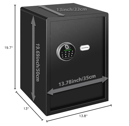 Biometric Home Safe, Fingerprint Gun Safe Lock Box,Money Box for Jewelry Handgun Cash Valuables,Perfect for Home/Office/Hotel, Black, 2.05 Cubic Feet VoleStay