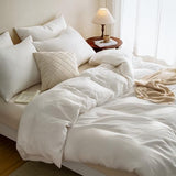 AGSIT Muslin Duvet Cover 100% Washed Cotton, Queen Size Duvet Cover Set Linen Like, Minimalist Soft Comforter Cover 3 Pieces, Lightweight Gauze Duvet Cover with 2 Pillowcases, 90”x90”, Pure White AGSIT