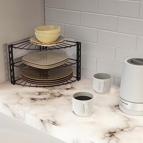 Simple Houseware 3-Tier Counter Corner Shelf Organizer, Bronze Simple Houseware