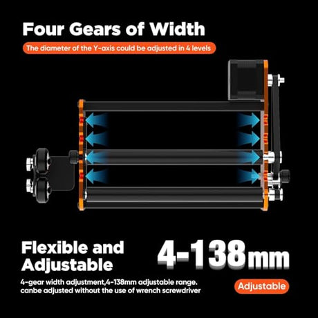 ACMER M2 Laser Rotary Roller, Laser Engraver Y-axis Rotary 360° Roller with 4-138mm Engraving Space for Engraving Cylindrical Objects, Ring, Suitable for ACMER P1, P2 and Most Laser Engrave ACMER