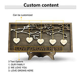 Jeweidea Personalized Family Sign with 2-9 Names Custom Wooden Tree of Life Frame Engraved Wood Plaques Decor Birthday Gift for Mother Women Jeweidea