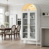 YITAHOME 71" Arched Glass Display Cabinet, Tall Metal Storage Cabinet with Adjustable Shelves and Glass Doors, White YITAHOME
