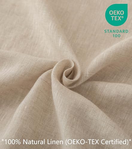 Talasily 100% French Pure Linen Sheets Set King Size,Oeko-TEX Certified Bedding, All-Season Breathable for Hot Sleepers,16 Inch Deep Pocket Machine Washable 4-Piece (Natural Linen) Talasily