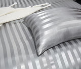 Arianaut Duvet Cover King Size Grey 5 Pieces Satin King Duvet Cover Luxury Coquette Silk Like Striped Grey Bedding Set Comforter Cover with Zipper Closure 1 Duvet Cover 4 Pillow Cases Arianaut