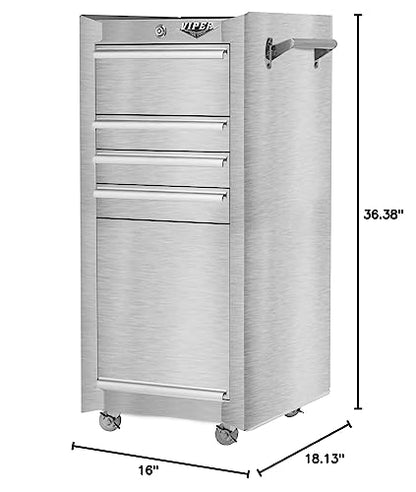 Viper Tool Storage V1804SSR Salon Cart, Stainless Steel