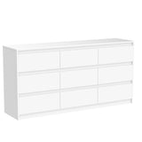 Homsee 9 Drawers Double Dresser, Modern Wood Dresser Chest of Drawers with Large Storage Space for Bedroom, White (63”L x 15.7”W x 31.5”H) Homsee