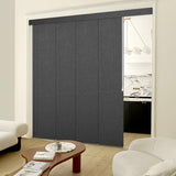 Heefen Adjustable Panel Track Blinds Blackout Vertical Blinds with Valance, Sliding Glass Door Blinds, Room Dividers, Retractable Track from 74" to 133" W, Trimmable Panel Up to 102" H (Dark Grey) Heefen