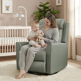choairy Swivel Rocker Recliner Chair for Adults, Recliner Chairs for Small Spaces, Faux Leather Manual Reclining Sofa Chair, Comfy Soft Nursery Rocking Chair for Living Room， Olive Green