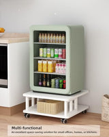 AOOSSI Mobile Printer Stand, 2-Tier Large Printer Shelf for Laser 3D Printer Office Machine with Storage, 23.6"x23.6" Wood Printer Cart Under Desk Rack with Wheels for Office Home Kitchen (White) AOOSSI