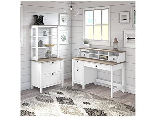 Bush Furniture Mayfield Computer Desk with Drawers| Table and Storage for Home Office Workspace, 54W, Shiplap Gray/Pure White Bush Business Furniture