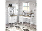 Bush Furniture Mayfield Computer Desk with Drawers| Table and Storage for Home Office Workspace, 54W, Shiplap Gray/Pure White Bush Business Furniture