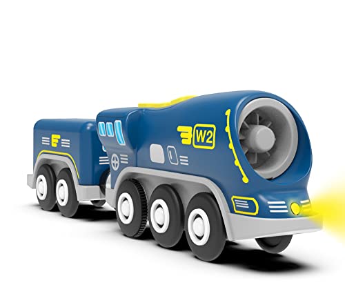 Battery Operated Locomotive Train for Wooden Tracks, Powerful Engine Toy Train Vehicle for Railway Track, Science Fiction Train Car Series Fit All Brands Railroad (Battery Not Included) Z MAYABBO