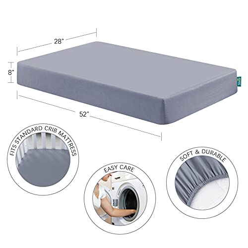 Biloban 3-Piece Toddler Sheet Set Microfiber, Toddler Bedding Set Includes Crib Mattress Sheet, Flat Sheet and Envelope Pillowcase, Silky Soft, Breathable and Lightweight, Grey Biloban